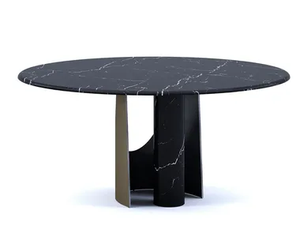 ELLIPSE - Round Nero Marquina marble table _ Paolo Castelli